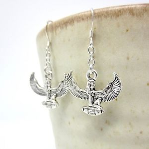 Sterling silver Egyptian goddess isis drop earrings